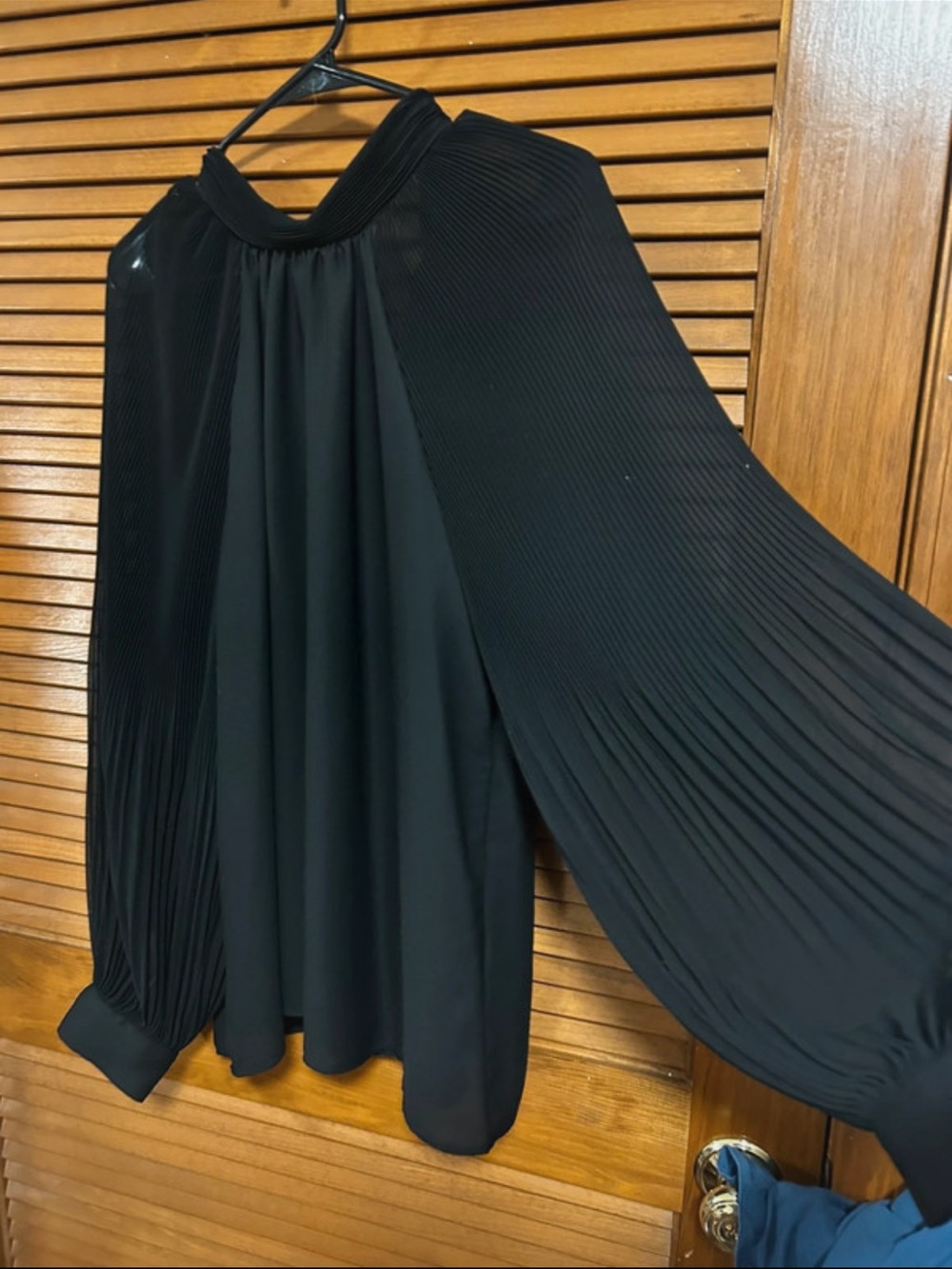 Black Pleated Sleeve Women's blouse